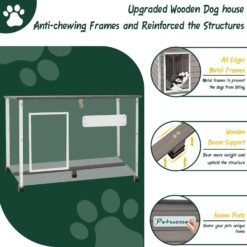 Alternative view of PETSCOSSET PET63 Dog House Outdoor Wooden Puppy Shelter for Small Size Dogs,22/33.8/25 in,Grey