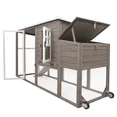 PETSCOSSET PET22 Chicken Coop with Run, Large Hen House with Nesting Box, Removable Tray,Grey