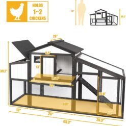 Alternative view of PETSCOSSET PET06 65"L Chicken Coop with Run, Wooden Hen House with Nesting Box, UV Panel, Black