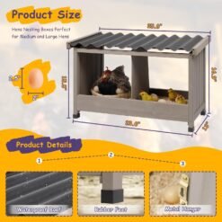 Alternative view of PETSCOSSET PET55 Nesting Boxes for Chickens, Double Nesting Box with PVC Roof,Brown