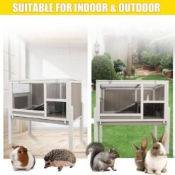 Alternative view of PETSCOSSET PET37 38"L Guinea Pig Cages, Rabbit Cage Hutch with Ramp and Hideout, Small Animals, White/Grey
