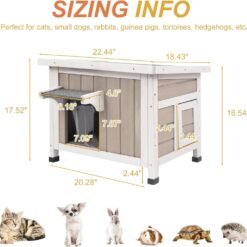 Alternative view of PETSCOSSET PET18 Insulated Cat House, Outdoor Small Feral Cat Shelter for Winter with Escape Door,Grey/White