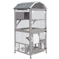 PETSCOSSET CAT12 Cat House Outdoor Cat Enclosure,70.9/34.6/34.6in,Grey