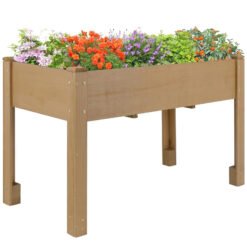 PETSCOSSET GF28 46.65"L Raised Garden Bed Wooden Elevated Planter Box with Legs, Brown