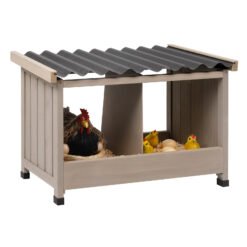 PETSCOSSET PET55 Nesting Boxes for Chickens, Double Nesting Box with PVC Roof,Brown
