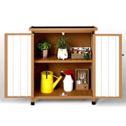 Alternative view of PETSCOSSET GF31 38.8"L Outdoor Storage Shed, Garden Storage Cabinet, Brown