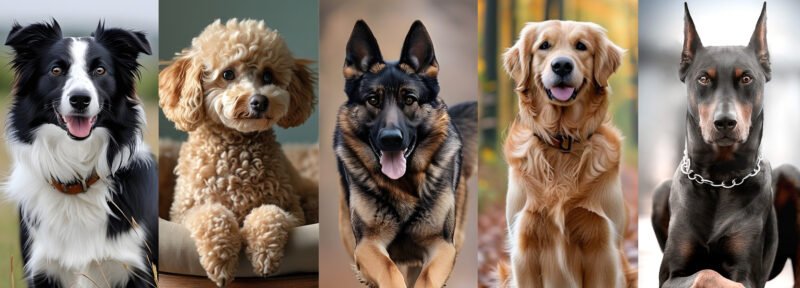 Different breeds of dogs
