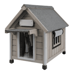 PETSCOSSET Dog House, Wooden Dog Kennel with Raised Feet for Small Dogs, Gray