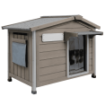 PETSCOSSET Outdoor Dog House, Wooden Dog Kennel for Small Dogs, Gray